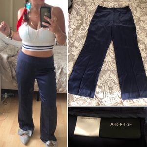 Akris 100% Silk NWOT Navy Dress Pant